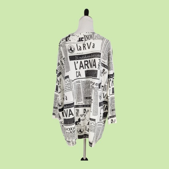 XIKOI Women Print Newspa Knitted Wool Sweater Oversized Pullovers Loose Sweaters - Picture 2 of 5